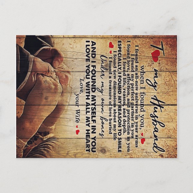 Letter To My Husband, Cute Family Gift Meddelande Vykort (Framsida)