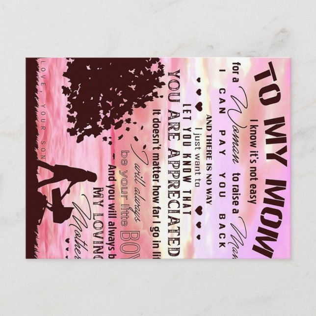 Letter To My Mom | Letter To Family Meddelande Vykort (Framsida)