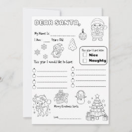 Letter to Santa Coloring Page Inbjudningar