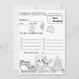 Letter to Santa Coloring Page Inbjudningar