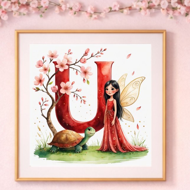 Letter U Turtle Fairy Poster - Alphabet Art (Skapare uppladdad)