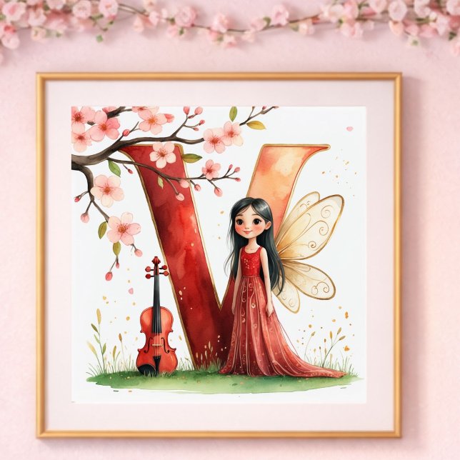 Letter V Violin Fairy Poster -Alphabet Art (Skapare uppladdad)
