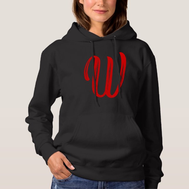 Letter W Alphabet Large Red Graphic Initial T Shirt (Framsida)