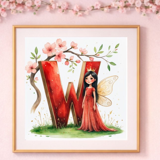 Letter W Crown Princess Fairy Poster Alphabet Art (Skapare uppladdad)