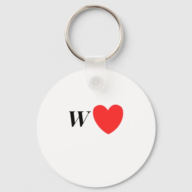 Letter W Heart - Valentine Initial Love Design Nyckelring (Framsida)