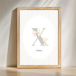 Letter X Nursery Wall Art - Custom Baby Name Print Poster