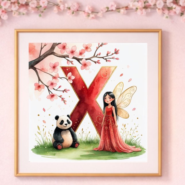 Letter X Panda Fairy Poster - Chinese Alphabet Art (Skapare uppladdad)
