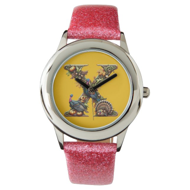 Letter X Thanksgiving turkey style  Armbandsur (Framsida)
