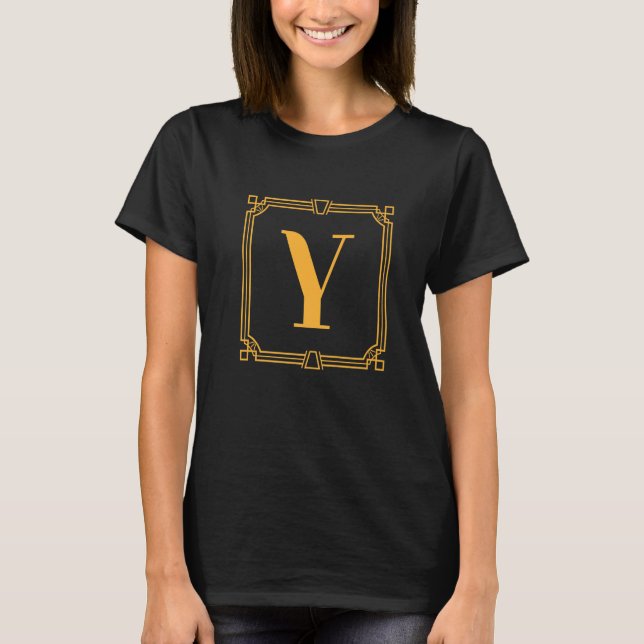 Letter Y Monogram Alphabet Y Initial Geometric Dec T Shirt (Framsida)