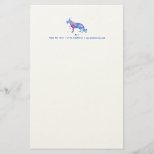 Letterhead Coola Watercolor German Shepherd Hund Brevpapper