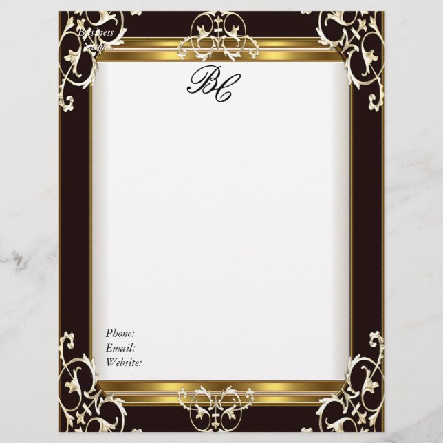 Letterhead Elegant Black Guld Black White Elite Brevhuvud (Framsida)