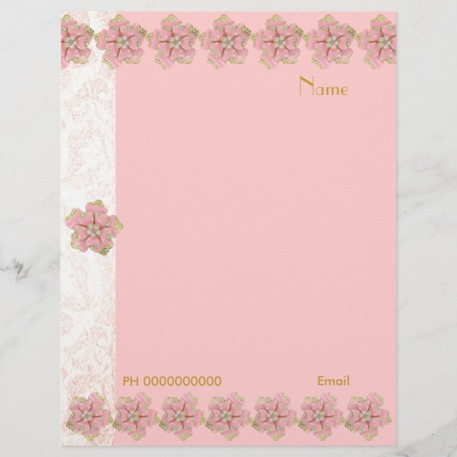 Letterhead Flower Jewel Rosa Gräns 2 (Framsida)