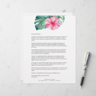 Letterhead-mall för Blommigt för akut Tropiskt bru Brevhuvud