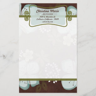 Letterhead Stationery Hawaiian Blue Flower Brevpapper