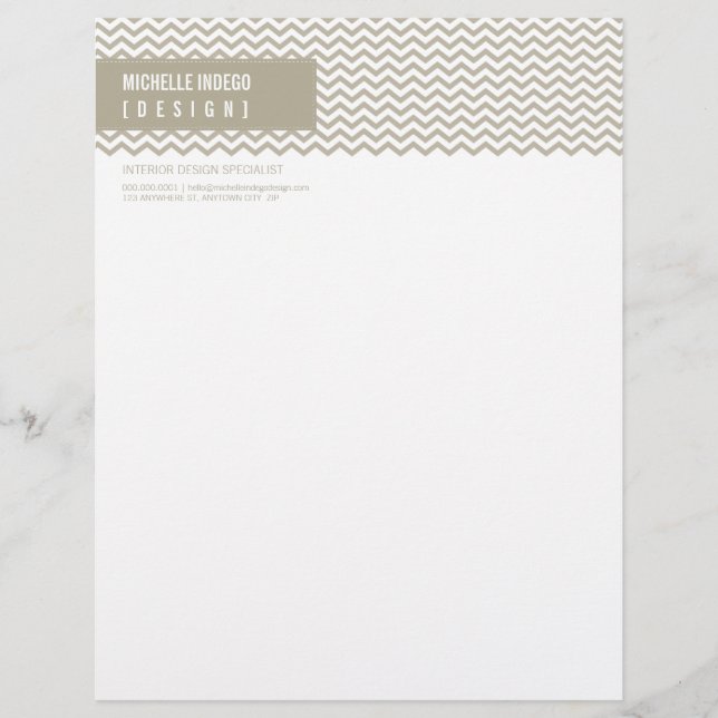 LETTERHEAD trendig fet chevron rand taupe Brevhuvud (Framsida)