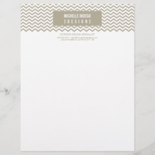LETTERHEAD trendig fet chevron rand taupe Brevhuvud