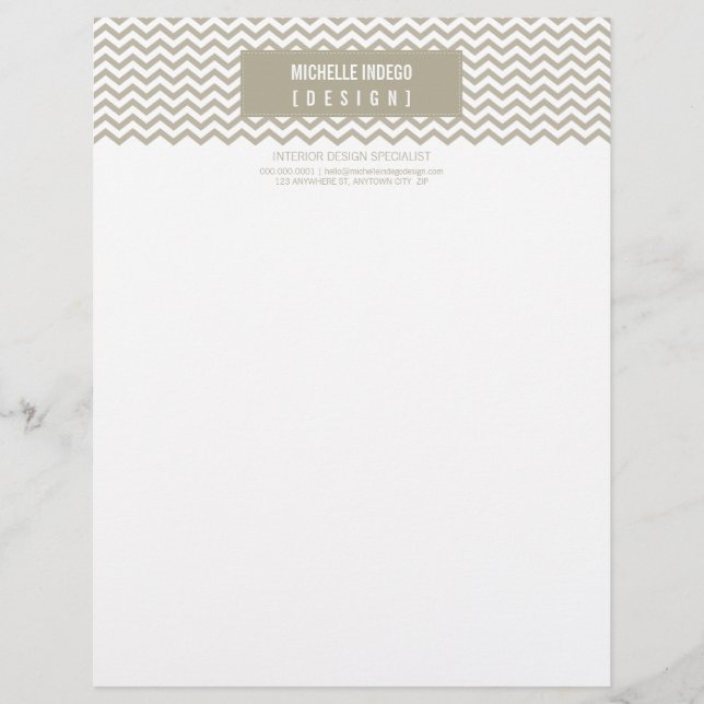 LETTERHEAD trendig fet chevron rand taupe Brevhuvud (Framsida)