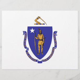 Letterhead with Flagga of Massachusetts, USA