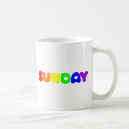 Lettering Design Söndag i Rainbow Färg Kaffemugg