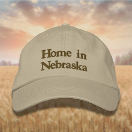 Lettering hemma i Nebraska i Golden Brown Broderad Keps