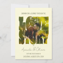 Lettering Kärlek Story Photo Bröllop Inbjudningar