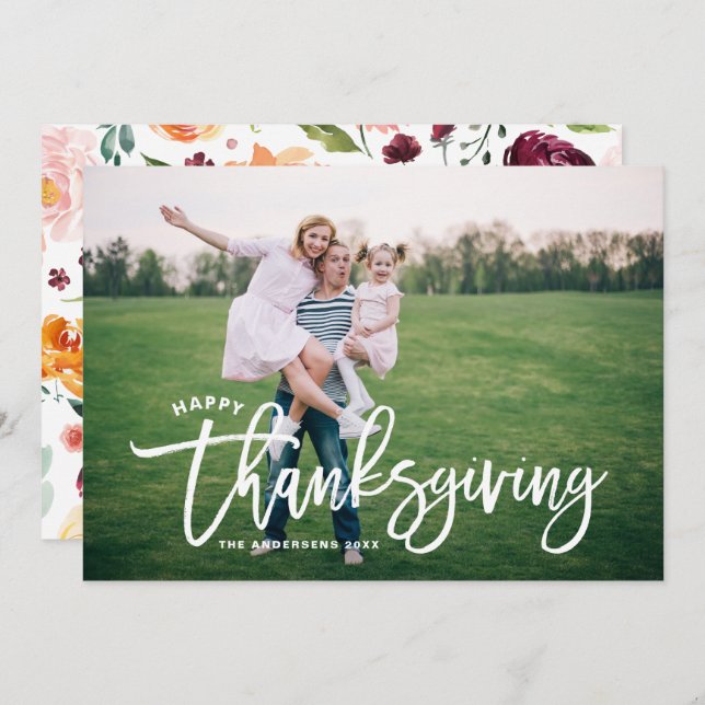 Lettering överlay Happy thanksgiving Photo Julkort (Fram/baksida)