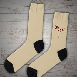 Lettering Player 1 i Deep Red på Beige