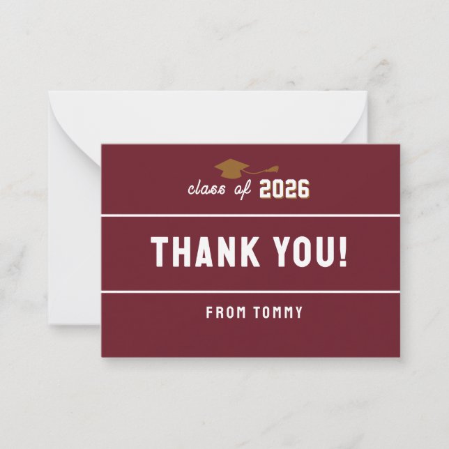 Letterman Examen Maroon  Anteckningskort (Framsida)