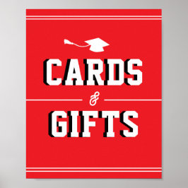 Letterman-examens kort och presenter i rött  poster