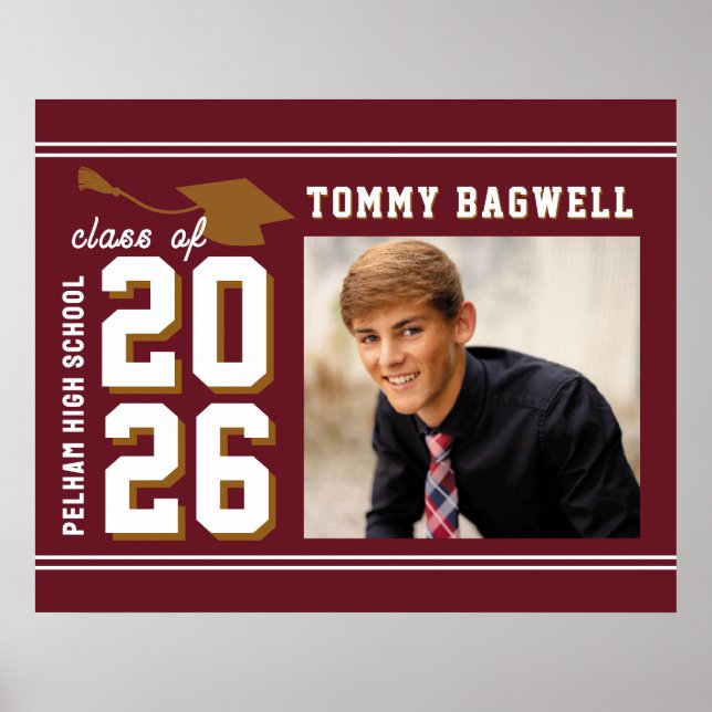 LETTERMAN GRAD school colors MAROON  Poster (Framsidan)