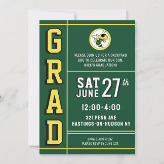 LETTERMAN GRAD YELLOW Announcement & Invitation Inbjudningar