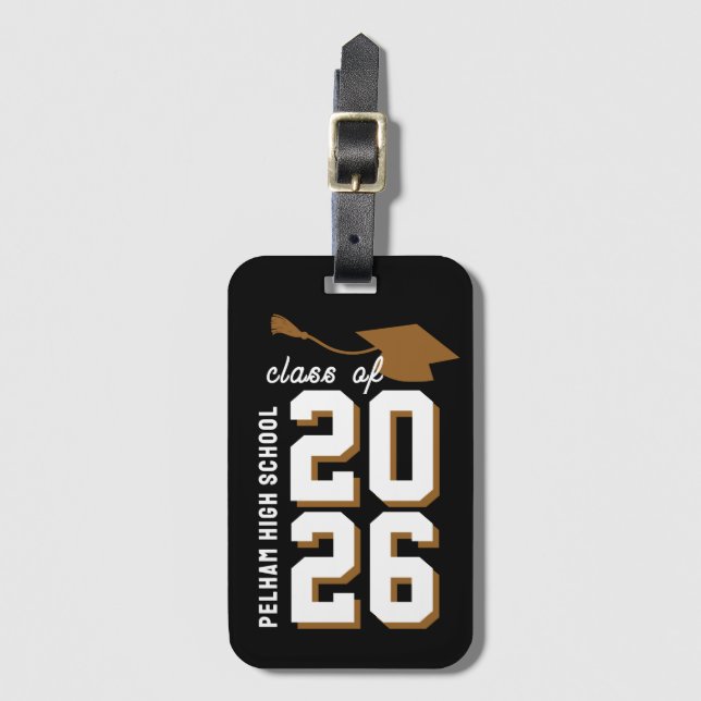 Letterman School Colors Graduation Customizable  Bagagebricka (Framsida vertikal)