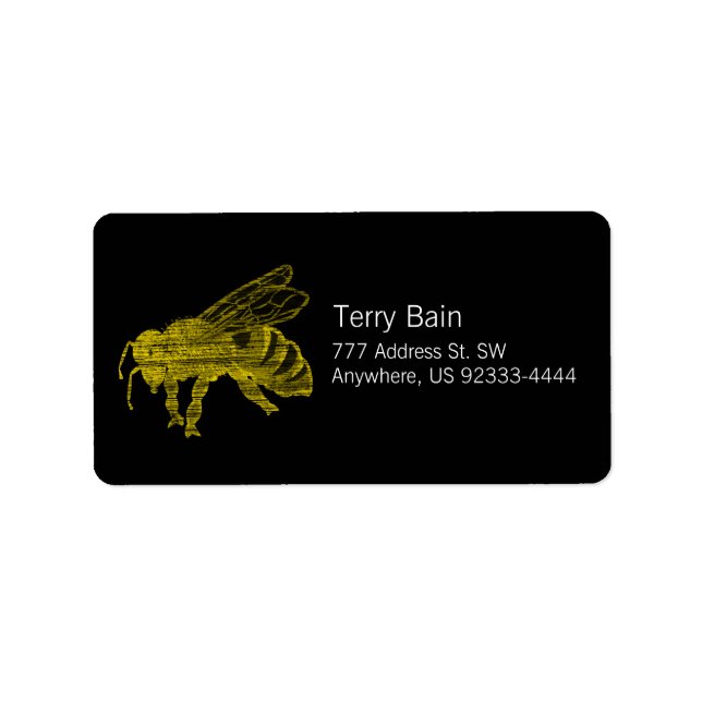 Letterpress Bee Adressetikett (Framsidan)