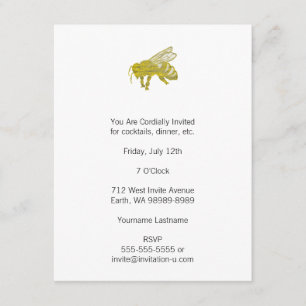 Letterpress Bee Inbjudningar