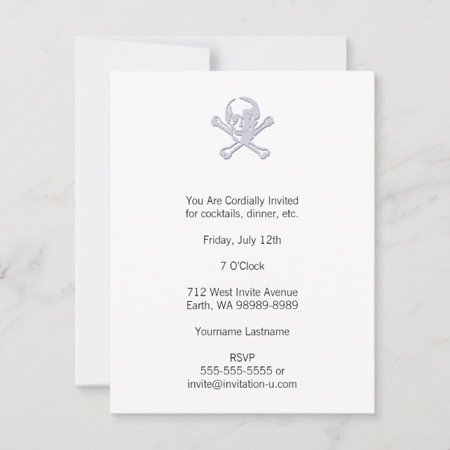Letterpress Stil Jolly Roger Inbjudningar (Framsida)