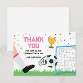 Letterpress Thank You Card Soccer Sport Birthday ( Tack Kort