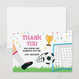 Letterpress Thank You Card Soccer Sport Birthday ( Tack Kort