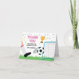 Letterpress Thank You Card Soccer Sport Birthday ( Tack Kort