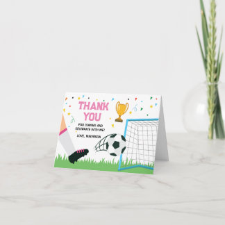 Letterpress Thank You Card Soccer Sport Birthday ( Tack Kort