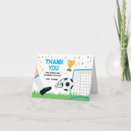 Letterpress Thank You Card Soccer Sport Birthday ( Tack Kort