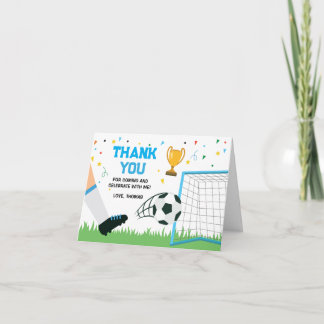 Letterpress Thank You Card Soccer Sport Birthday ( Tack Kort