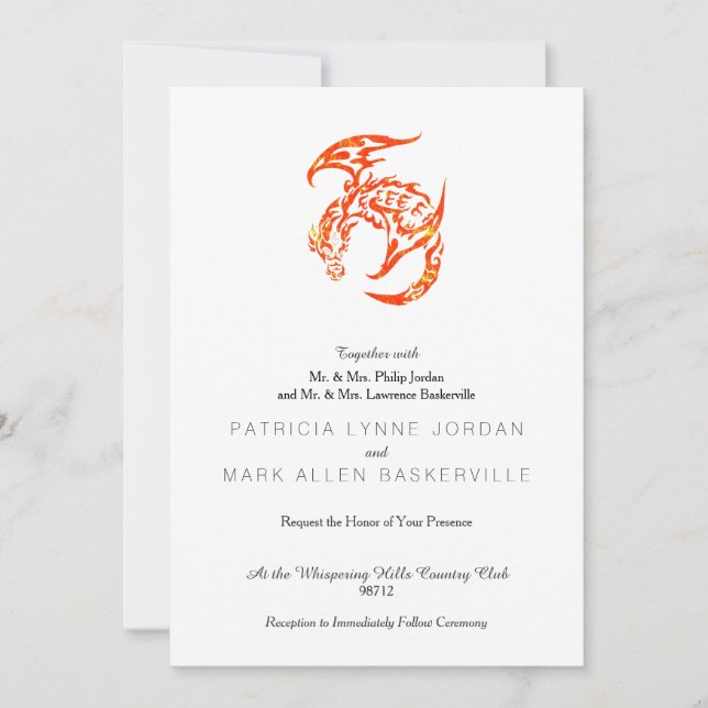 Letterpress Tribal Stil Dragon Inbjudningar (Framsida)