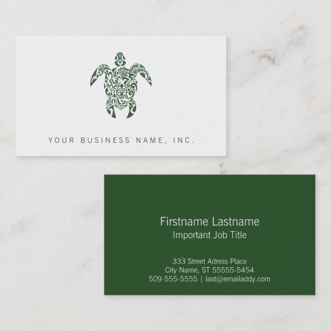 Letterpress Tribal Stil Turtle Affärskort Visitkort (Fram/baksida)