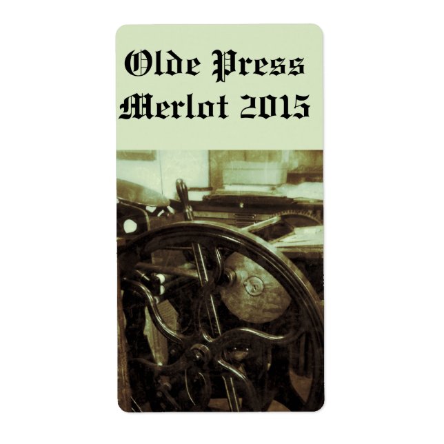 Letterpress-vyetikett vin fraktsedel (Framsidan)