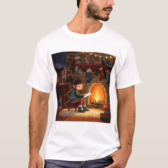 Letters by the Fire – A Quiet Holiday Moment T Shirt (Framsida)