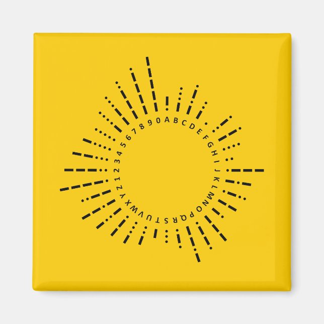Letters & Numbers in Morse Code – Chart Yellow Magnet (Framsidan)