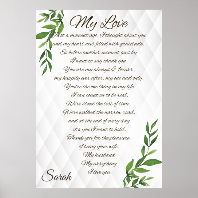 Letters to my  Husband love elegant luxury Poster (Framsidan)
