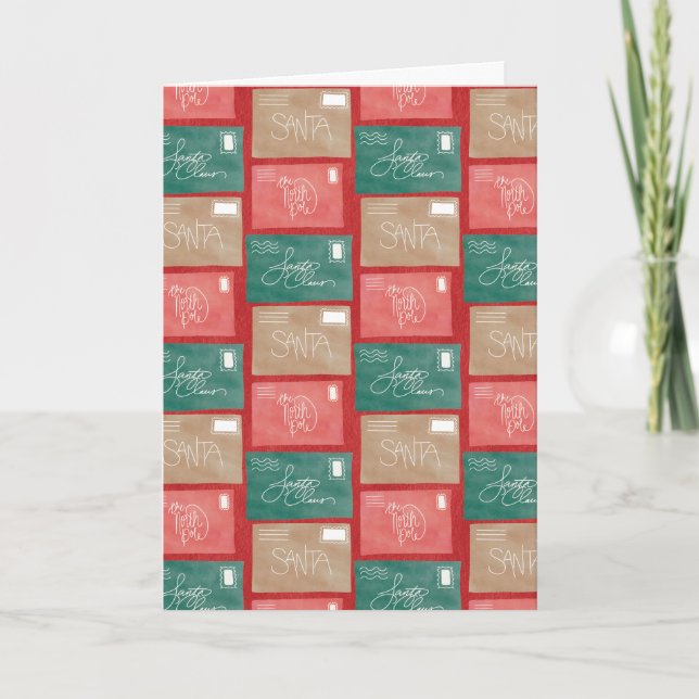 Letters to Santa Watercolor Holiday Card  Kort (Framsida)