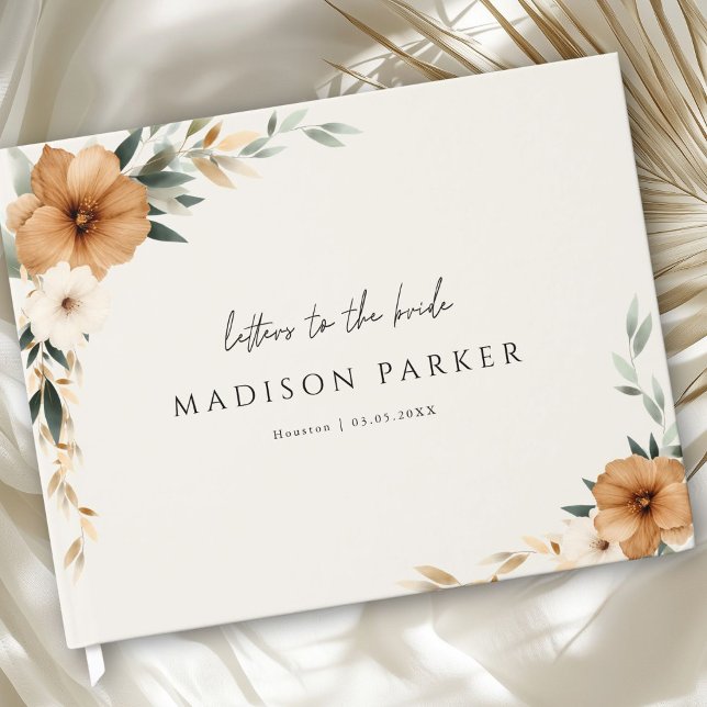 Letters to the Bride! Boho Beige Bridal Shower  Gästböcker (Letters to the Bride! Boho Beige Copper Creme Sage-Green Bridal Shower Guest Book)