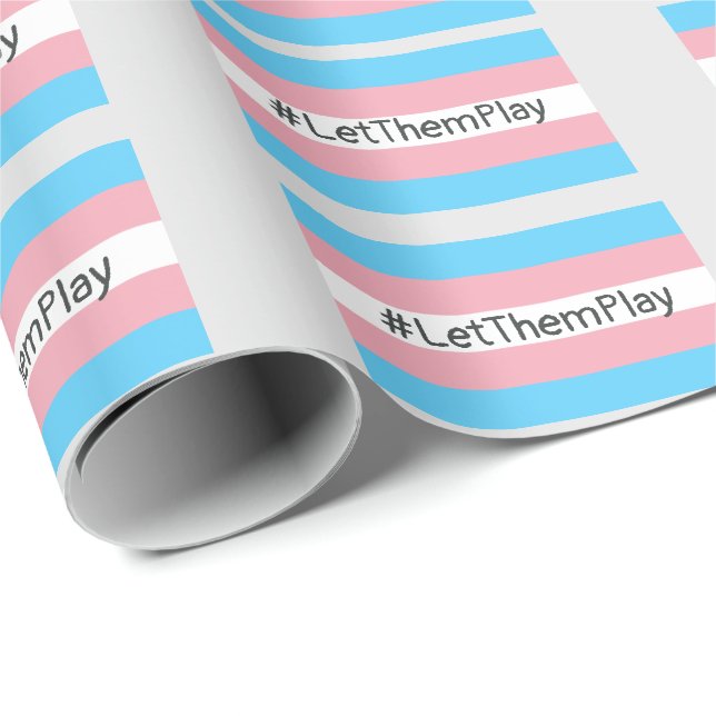 #LetThemPlay Transgender Idrottares Trans-Flagga Presentpapper (Rullad Hörn)